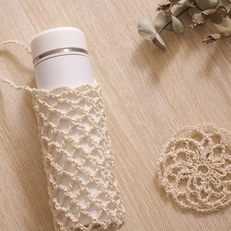 【影片教學】手工編織 環保網袋杯墊組