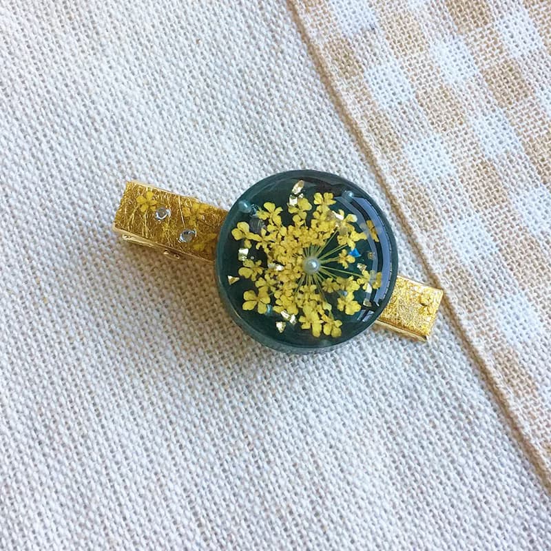 蕾絲花墨綠色-金髮夾 (附飾品禮盒)