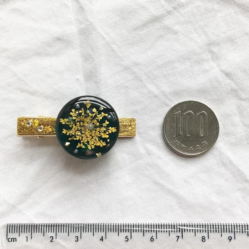 蕾絲花墨綠色-金髮夾 (附飾品禮盒)