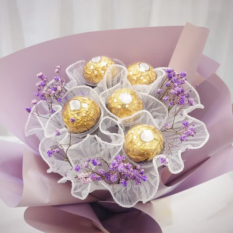 FOREVER五顆金莎花束 /永生花 情人節花束 生日禮物 金莎花