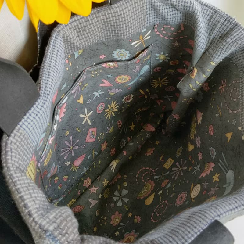 祖母花園蜂巢日本先染布真皮提把手提包肩背包