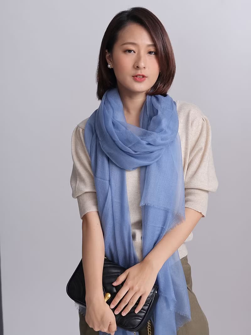 法式藍 Cashmere羊絨圍巾披肩_精品高山羊絨Pahmina_情人節禮物