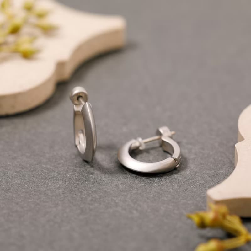 mat hoop smooth pierced earring MATSV　スムースピアス　シンプル　フープピアス　マットシルバー