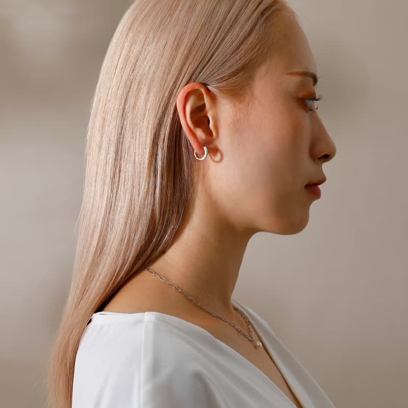 mat hoop smooth pierced earring MATSV　スムースピアス　シンプル　フープピアス　マットシルバー