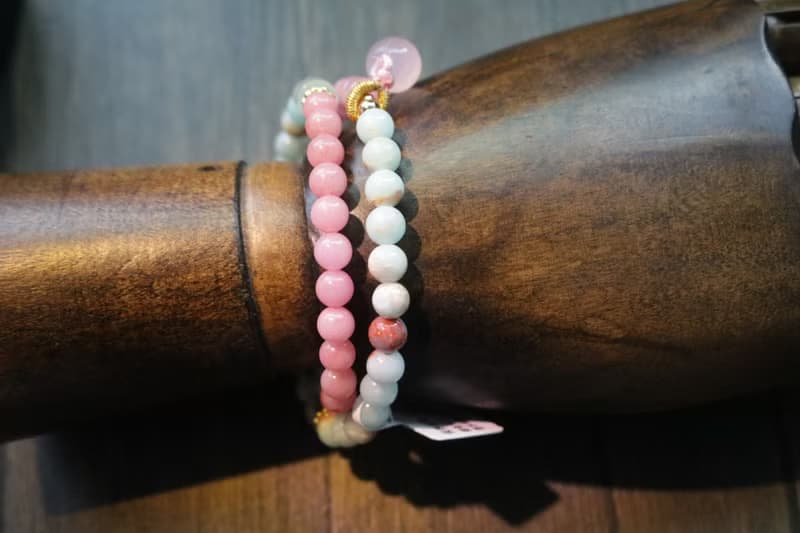 壽山石粉水晶雙圈手串精緻手鍊疊戴