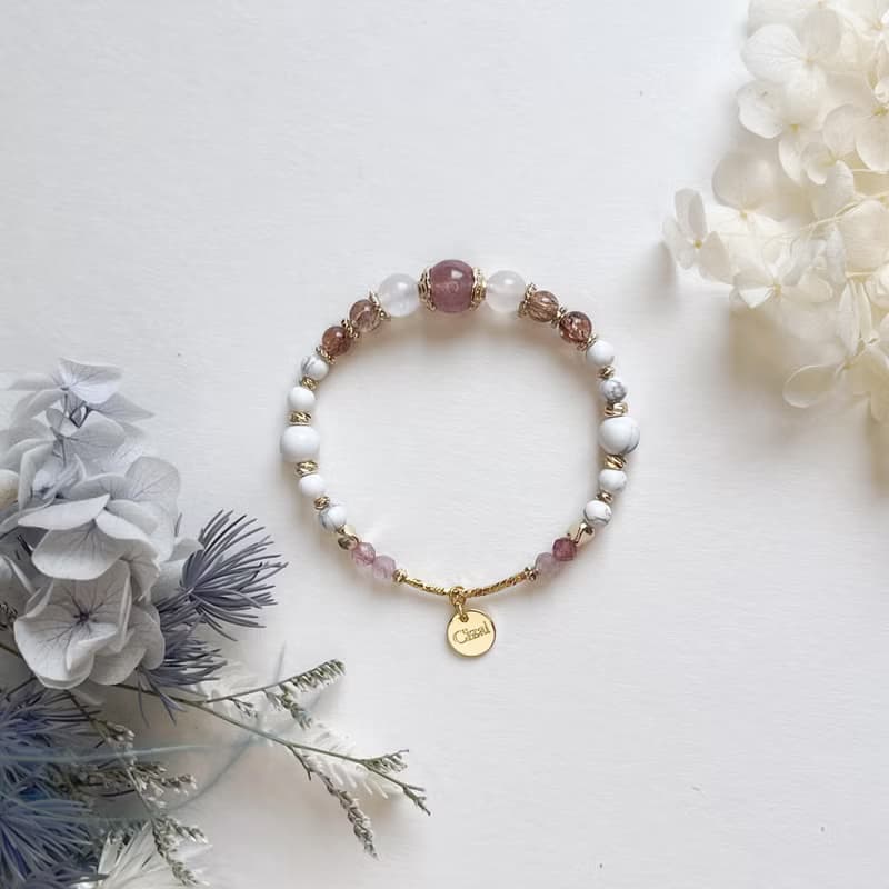 人緣桃花 草莓晶 黑金超七 月光石 天然水晶手鏈