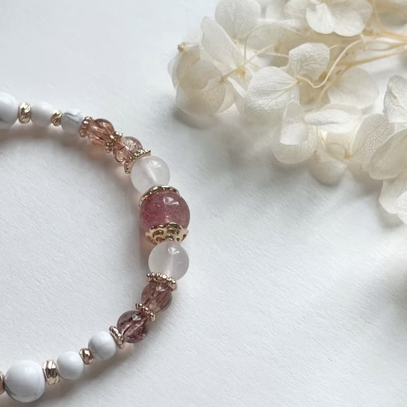 人緣桃花 草莓晶 黑金超七 月光石 天然水晶手鏈