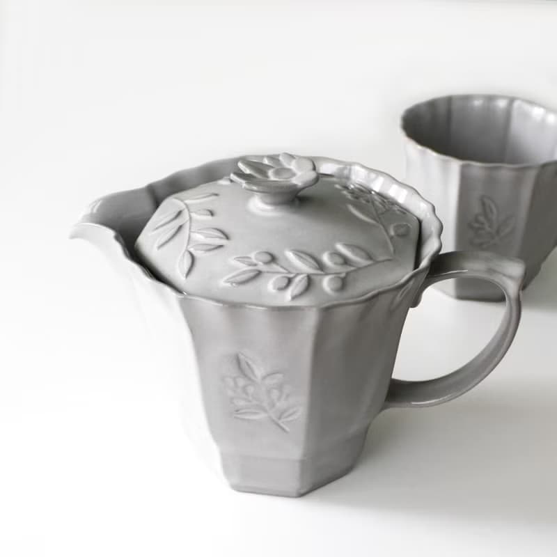瀬戸焼　オリーヴ　ポット　白グレー　急須|お茶