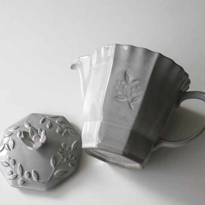 瀬戸焼　オリーヴ　ポット　白グレー　急須|お茶