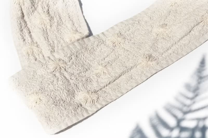手縫純棉布側背包 無染色斜背包 刺繡肩背包 手繡刺子繡白色包-圓