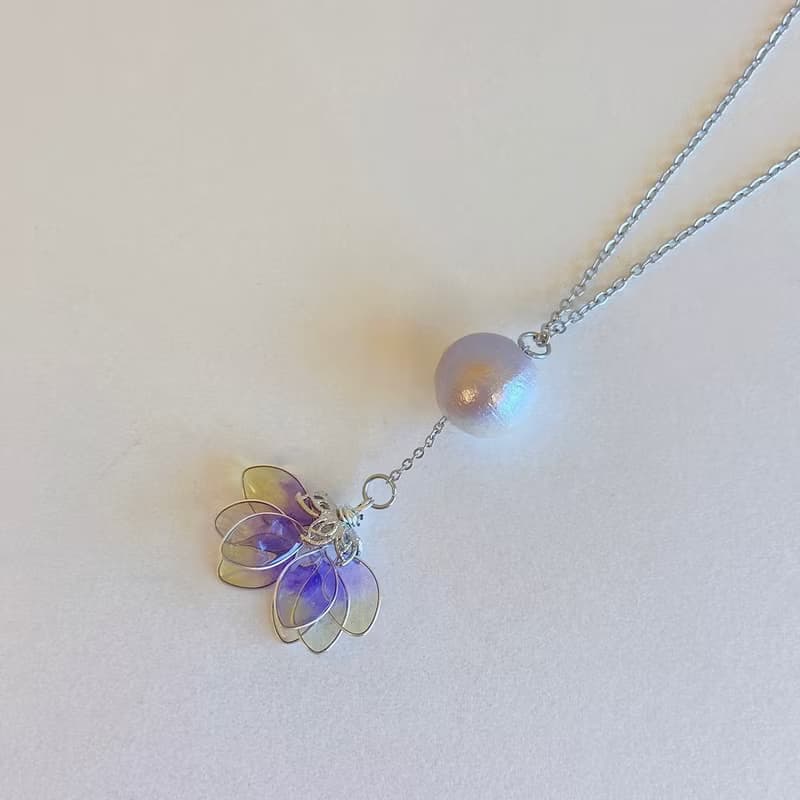 【AurorA百寶盒】A041─跳舞精靈─紫黃-耳針加項鍊  套組