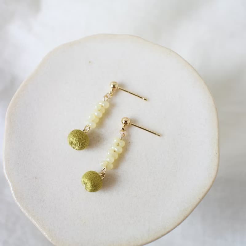 串珠耳飾_果實系列/青蘋果/beading earing