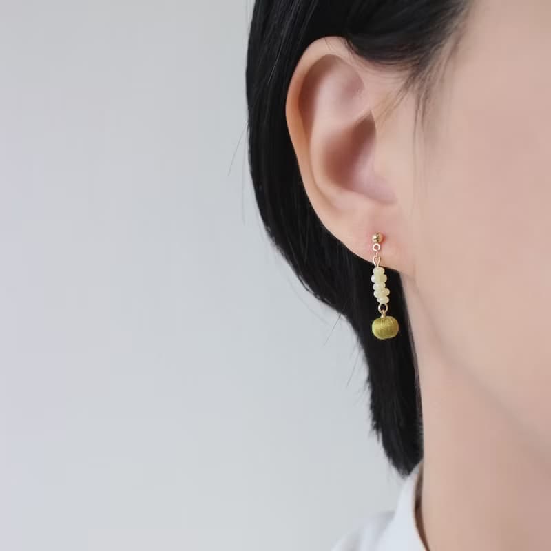 串珠耳飾_果實系列/青蘋果/beading earing