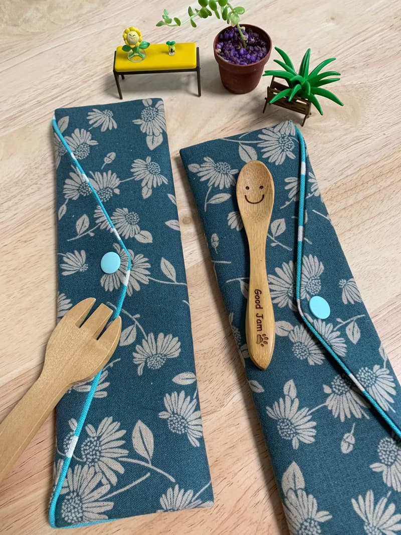 文青風環保純棉筷袋 小雛菊 原胚清玉 幸福滿滿 雕花鏤葉 日本 潮