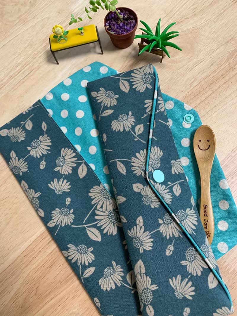 文青風環保純棉筷袋 小雛菊 原胚清玉 幸福滿滿 雕花鏤葉 日本 潮