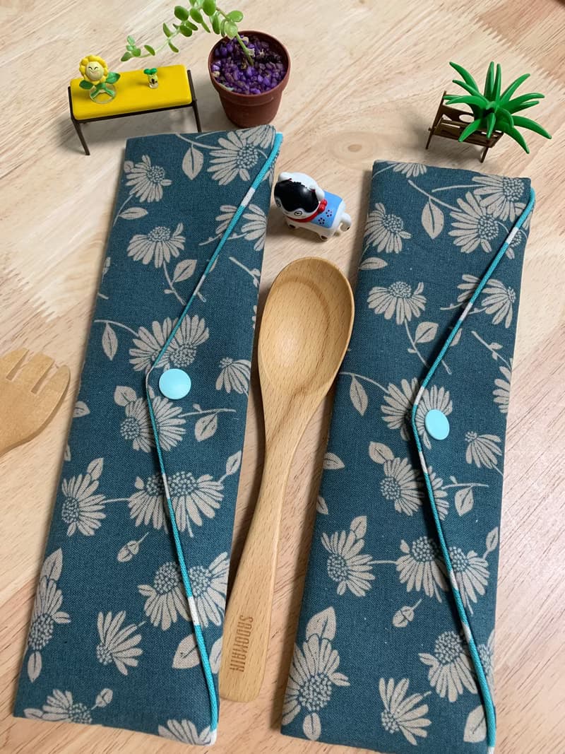 文青風環保純棉筷袋 小雛菊 原胚清玉 幸福滿滿 雕花鏤葉 日本 潮