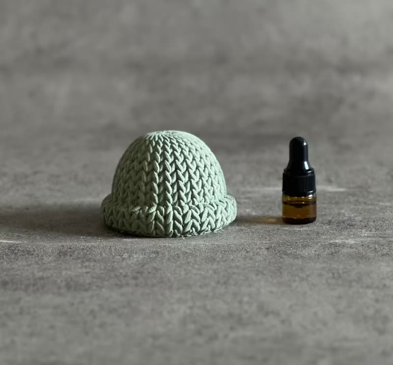 綠色潮流毛帽/擴香石/水泥/擺件/交換禮物/附贈1ml雪松精油
