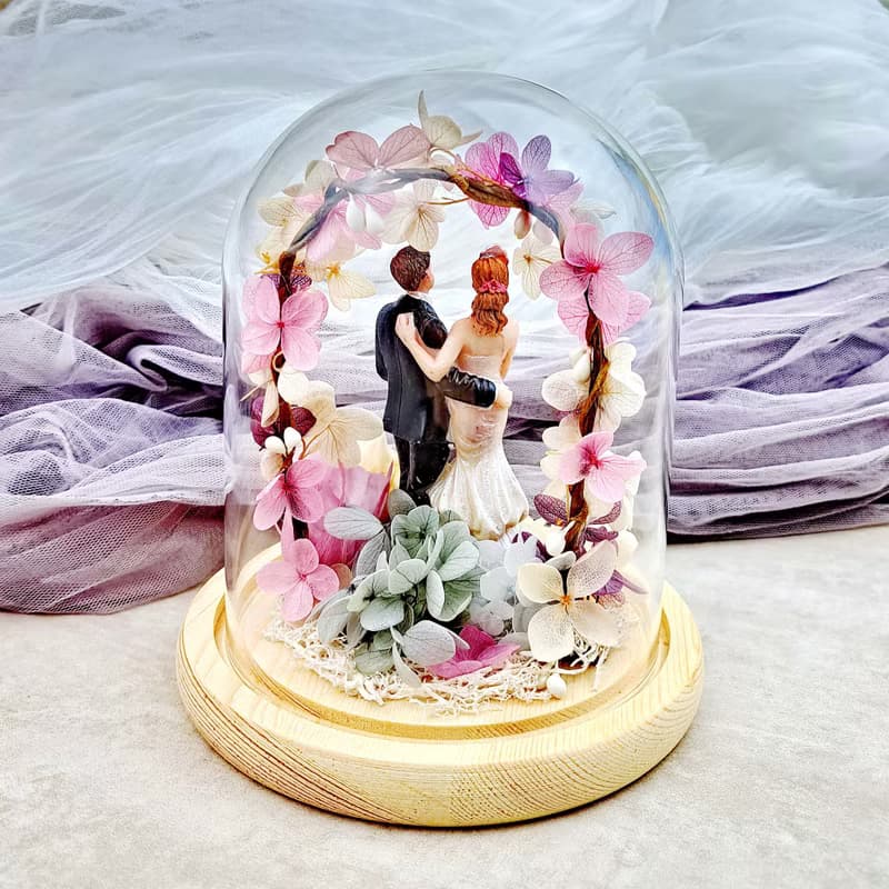 永生花玻璃罩 結婚禮物 婚禮裝飾擺設 永生玫瑰 情人節禮物 PF037