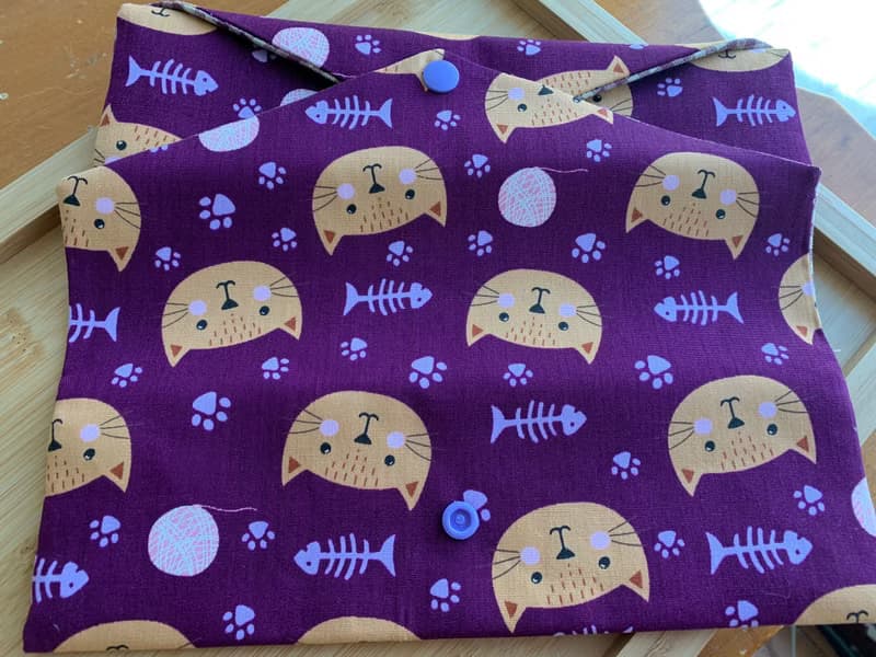 文青風環保筷袋  喵星人足跡 迷人紫  手作餐具袋.交換禮物.