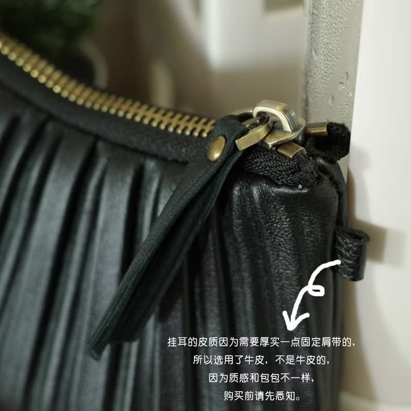 百褶羊皮零錢包兩用斜挎小包收納包小廢包
