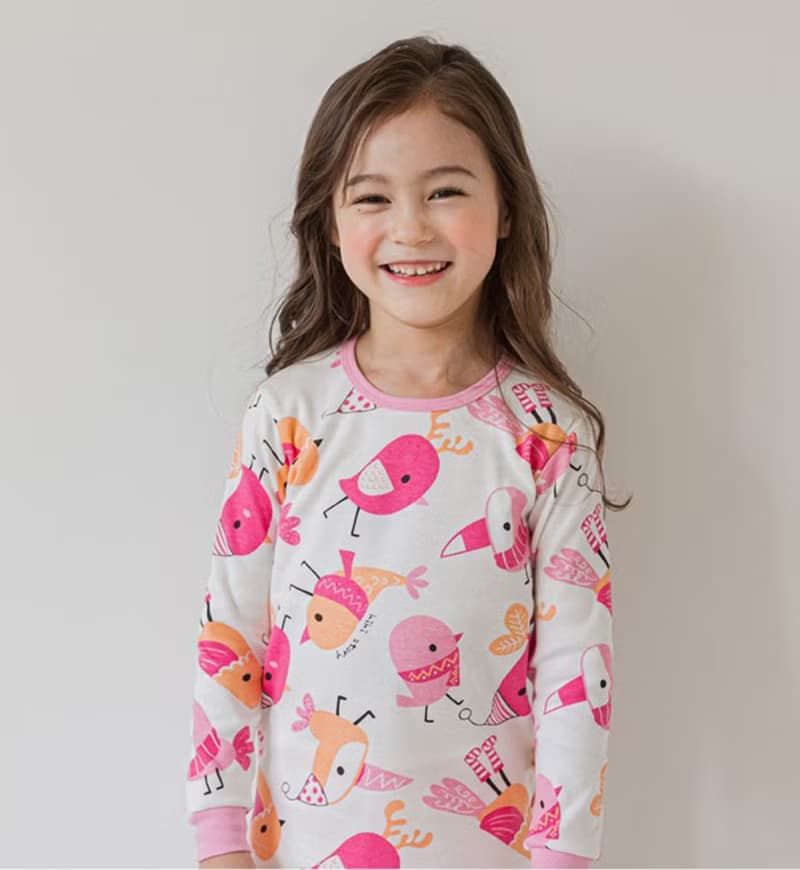 冬日鳥兒生活-舒棉微增厚雲柔衣長袖韓國童裝-K21020