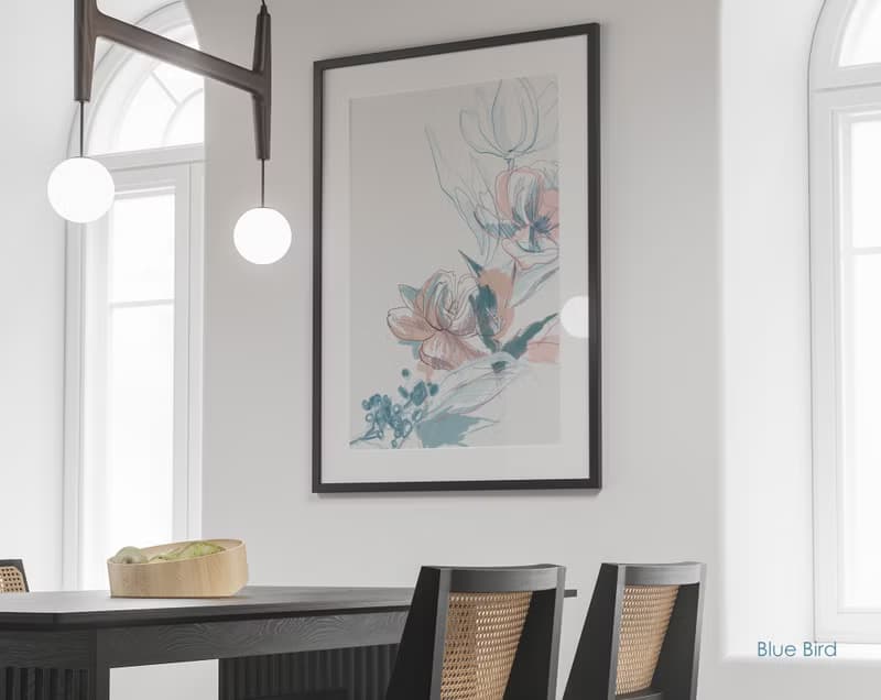 【數位】Flower line art, fine line poster, thin blue line, dried flower bouquet