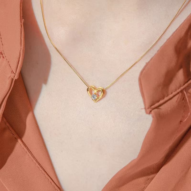 藏寶箱金飾 9999黃金純金 愛心鑽石墜子/項鍊