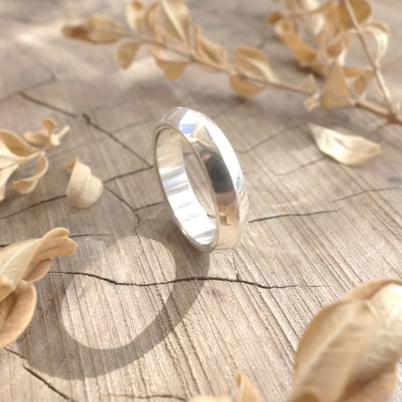 純銀 素面角戒指 - 手工製作