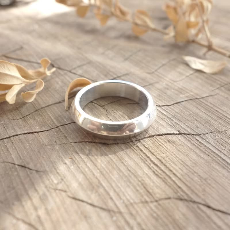 純銀 素面角戒指 - 手工製作