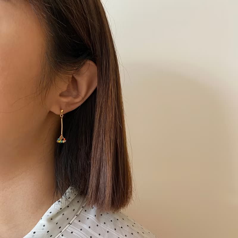 訂製款 14K包金彩色果實耳環 耳夾 14KGF