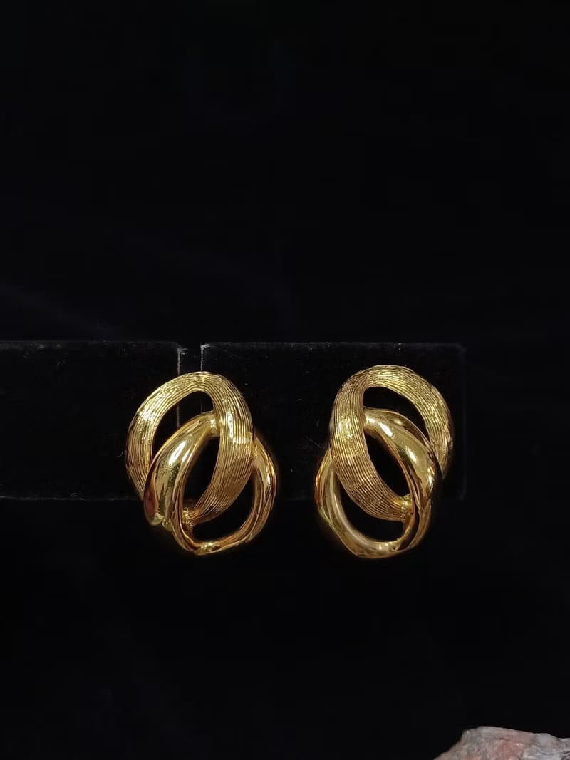 vintage jewelry  NAPIER古典環形雙紋路 夾式耳環