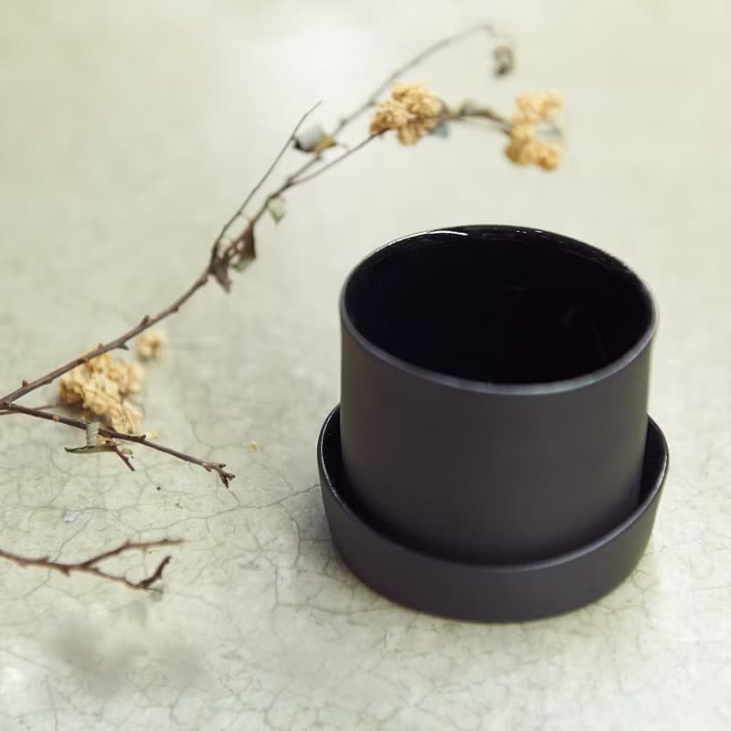 【3,co】水波蓋杯(2件式) - 黑