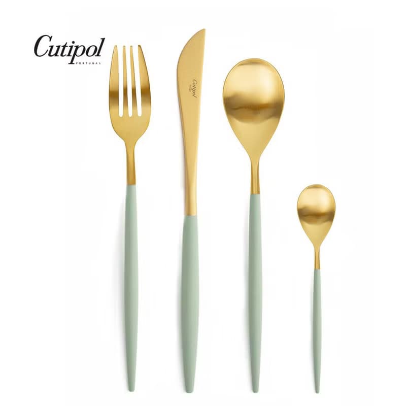 葡萄牙 Cutipol MIO  青玉金 主餐四件組(刀叉匙+咖啡匙)