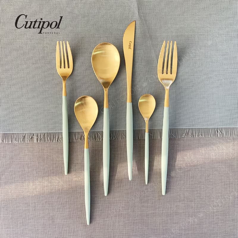 葡萄牙 Cutipol MIO  青玉金 主餐四件組(刀叉匙+咖啡匙)