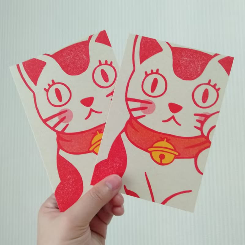 招き猫ポストカード2枚セット