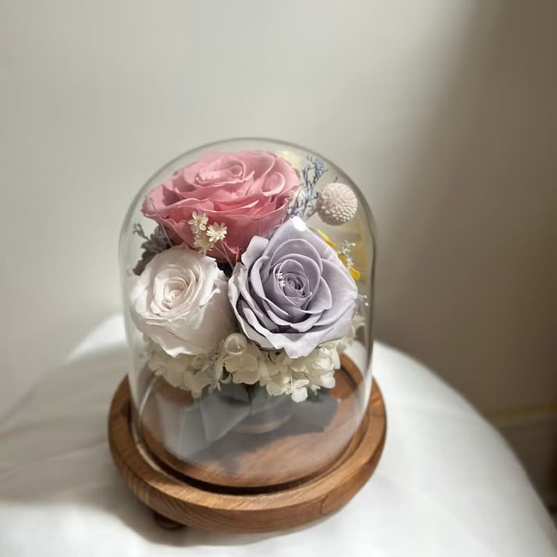 永恆一束花 玫瑰花束玻璃罩 永生花盅 情人節禮物