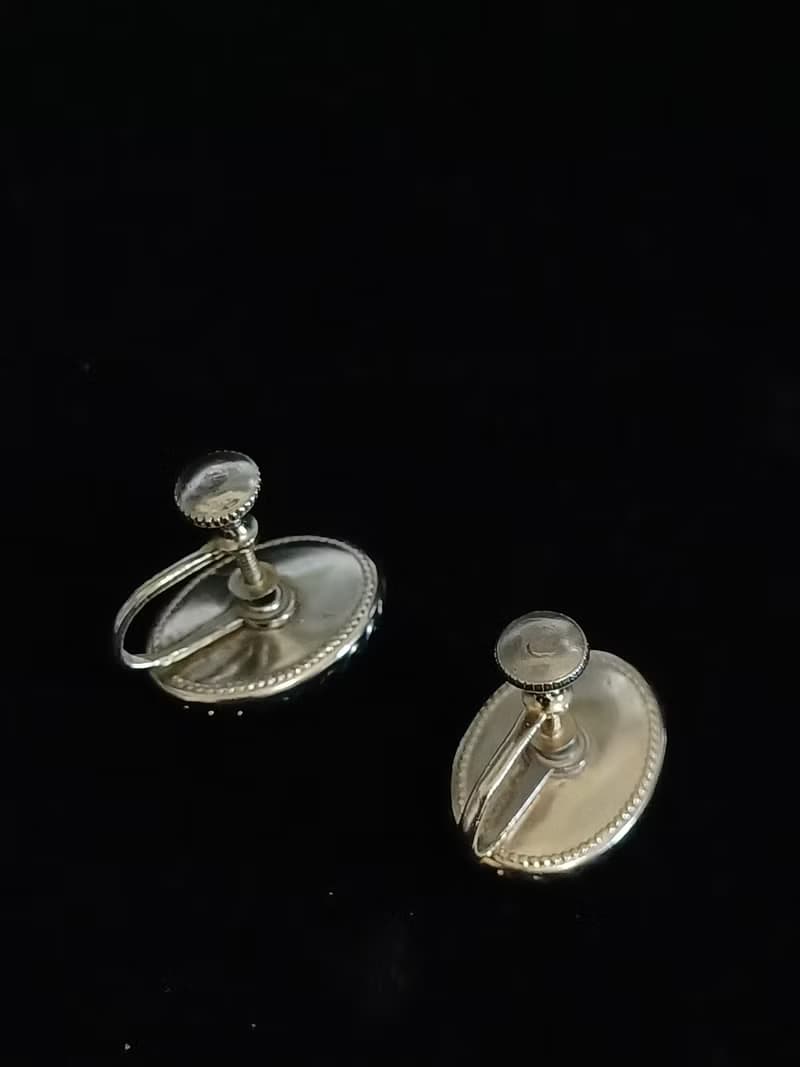 vintage jewelry  典雅仿綠松石 夾式耳環