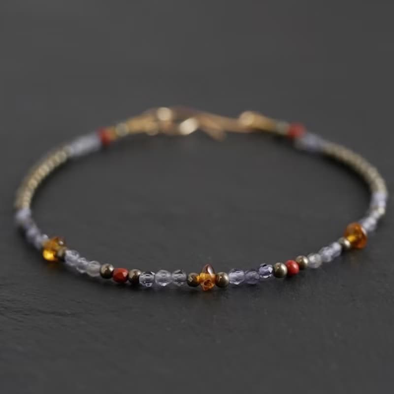 アイオライトとトルマリンのMIXブレスレット
