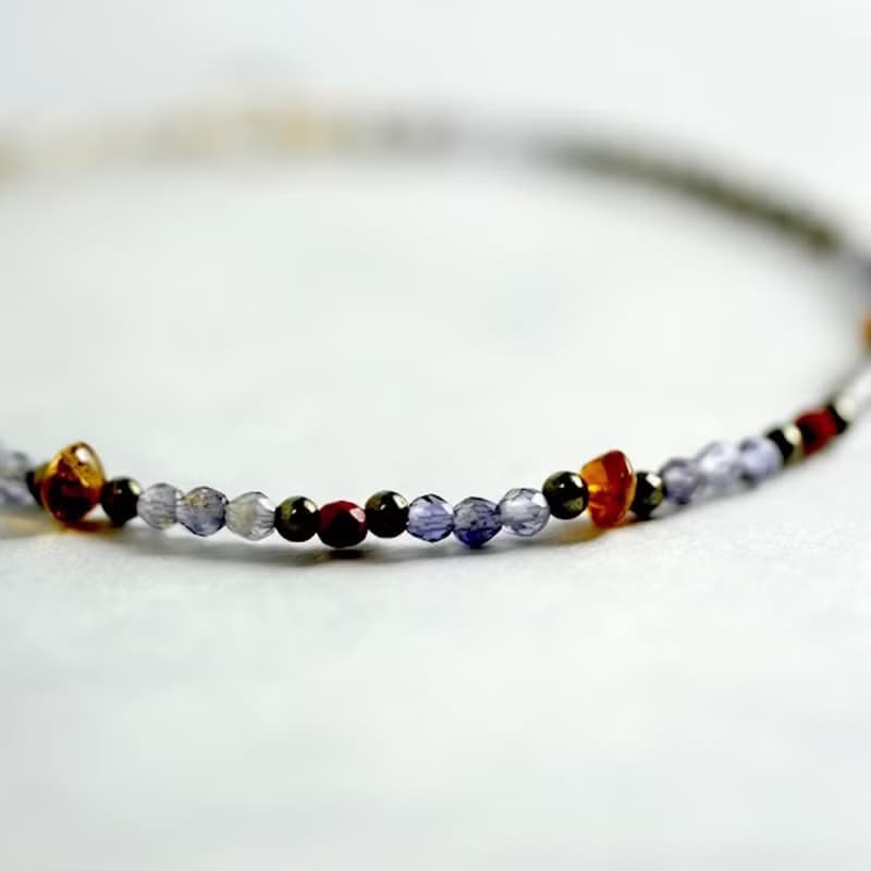 アイオライトとトルマリンのMIXブレスレット