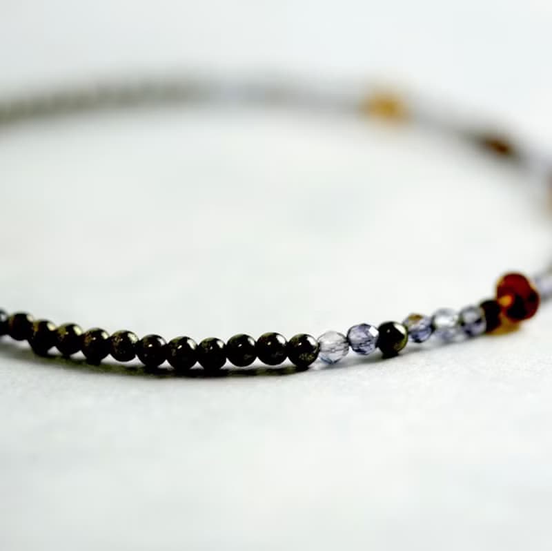 アイオライトとトルマリンのMIXブレスレット