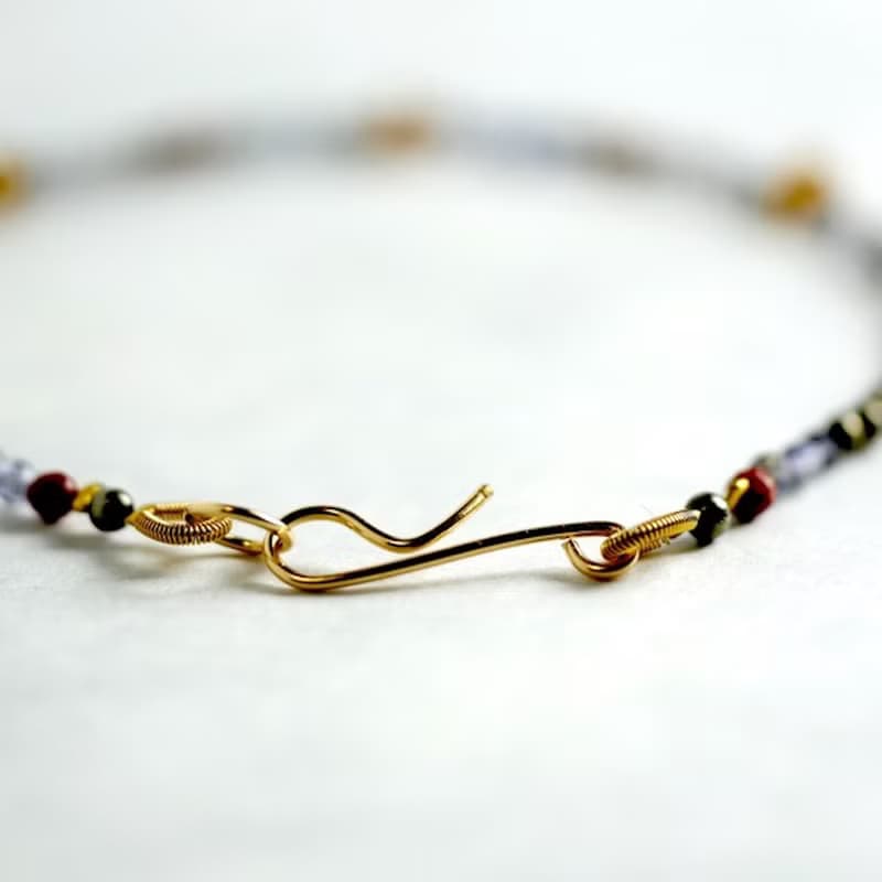 アイオライトとトルマリンのMIXブレスレット