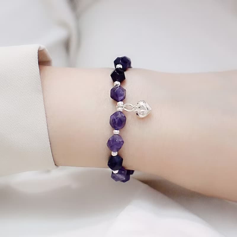 學業智慧招財水晶 | 萊茵河畔紫水晶純銀手鍊 | 智慧石 情人節禮