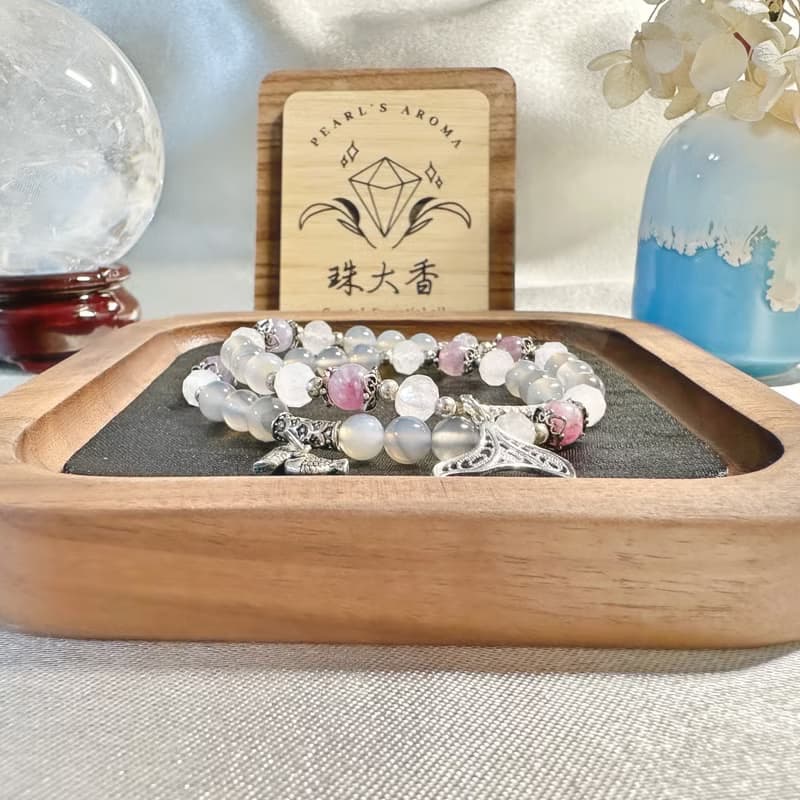 春曉映紫 煙紫瑪瑙 紫紅碧璽 粉晶 手鍊 手串