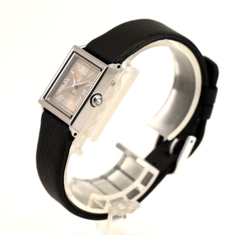 CITIZEN xc クロッシー 女性用腕時計 クォーツ スクエアフェイス ブラックレザーベルト ローマ数字インデックス シャンパンゴールド  手錶 古董錶