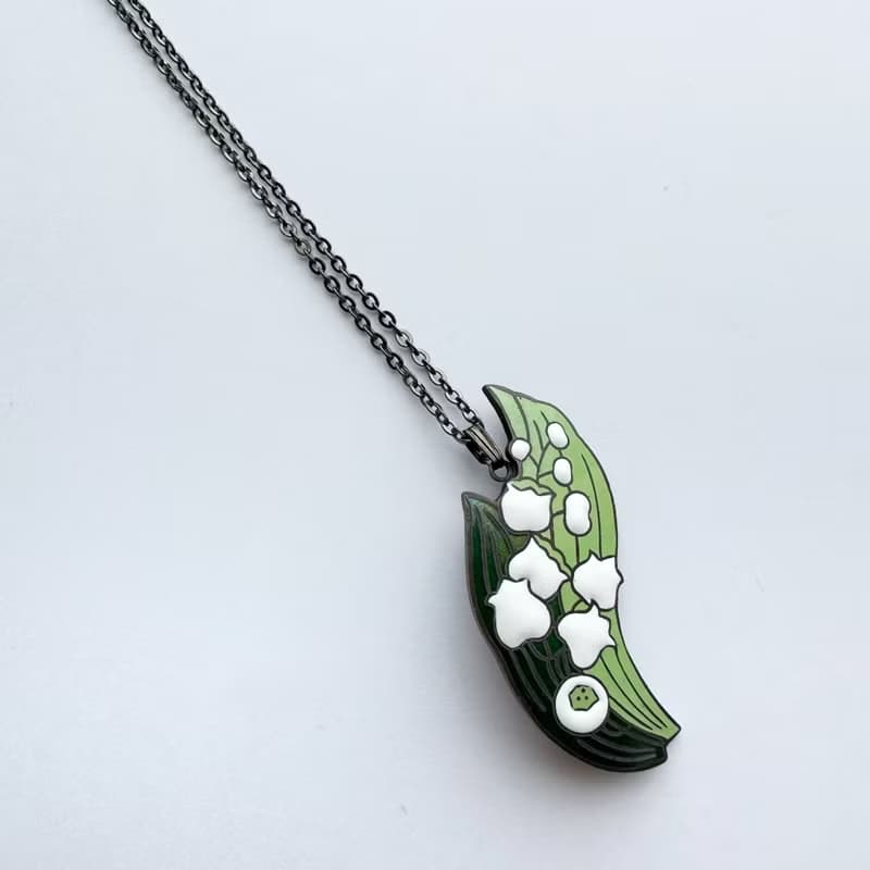 すずらん 【Green】七宝焼のペンダント 丹銅メタル七宝