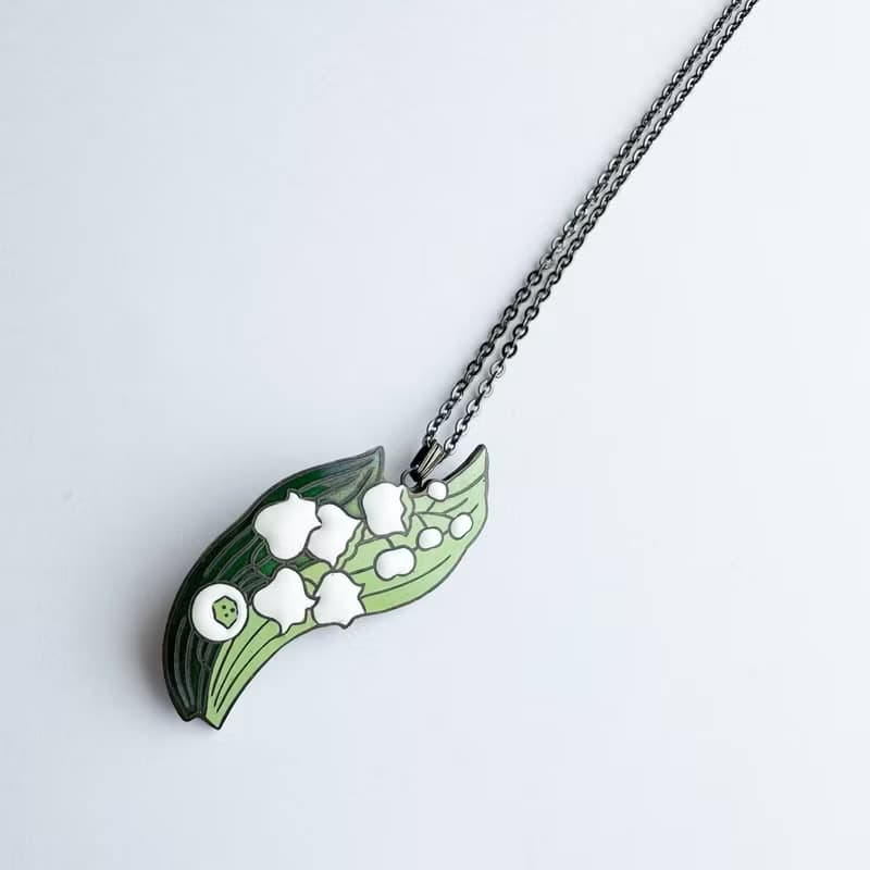 すずらん 【Green】七宝焼のペンダント 丹銅メタル七宝