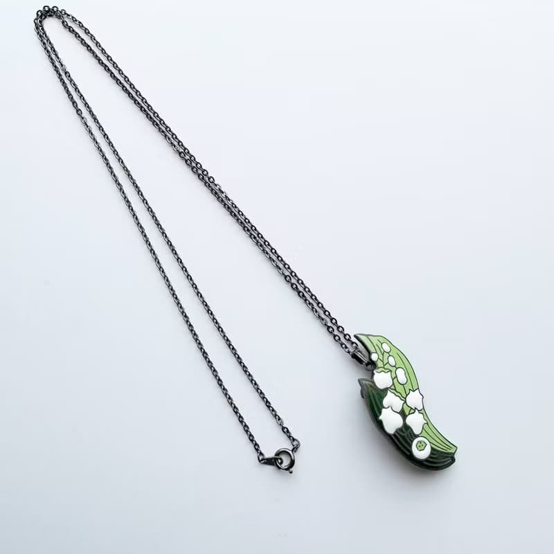 すずらん 【Green】七宝焼のペンダント 丹銅メタル七宝