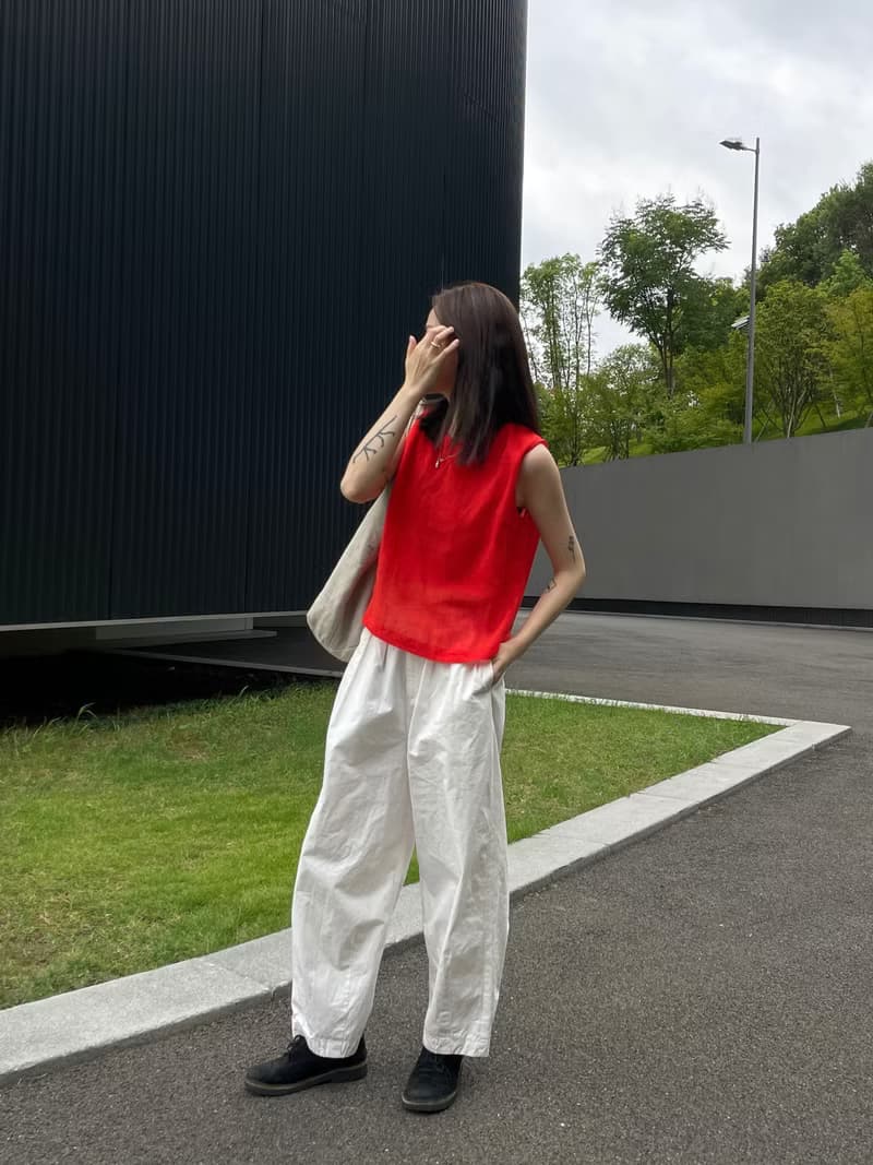 3rd 三天堂日本棉麻橘紅色小背心 japanese cotton linen tank