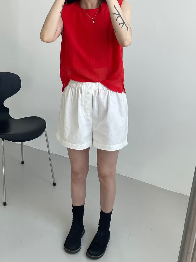 3rd 三天堂日本棉麻橘紅色小背心 japanese cotton linen tank