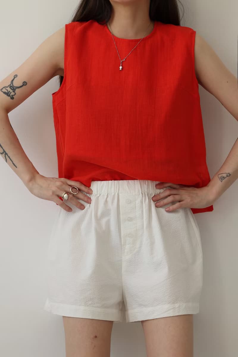 3rd 三天堂日本棉麻橘紅色小背心 japanese cotton linen tank